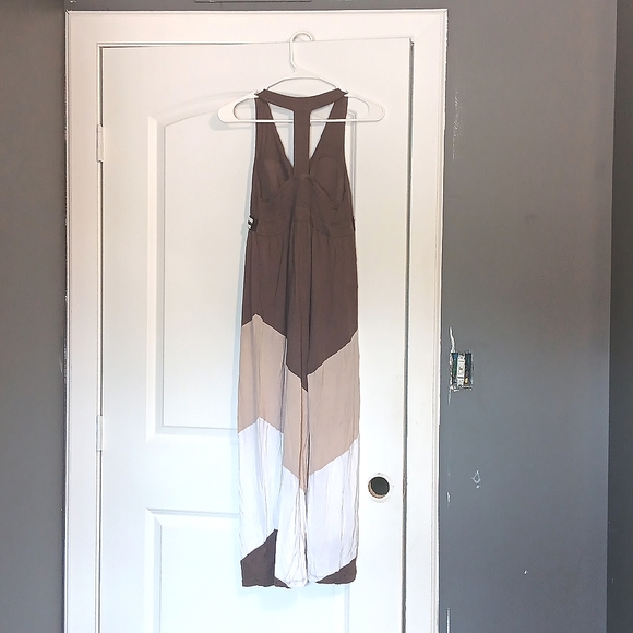 Women's INC Brown & White Sundress with Beading & Ruching, Size Small - Picture 2 of 5